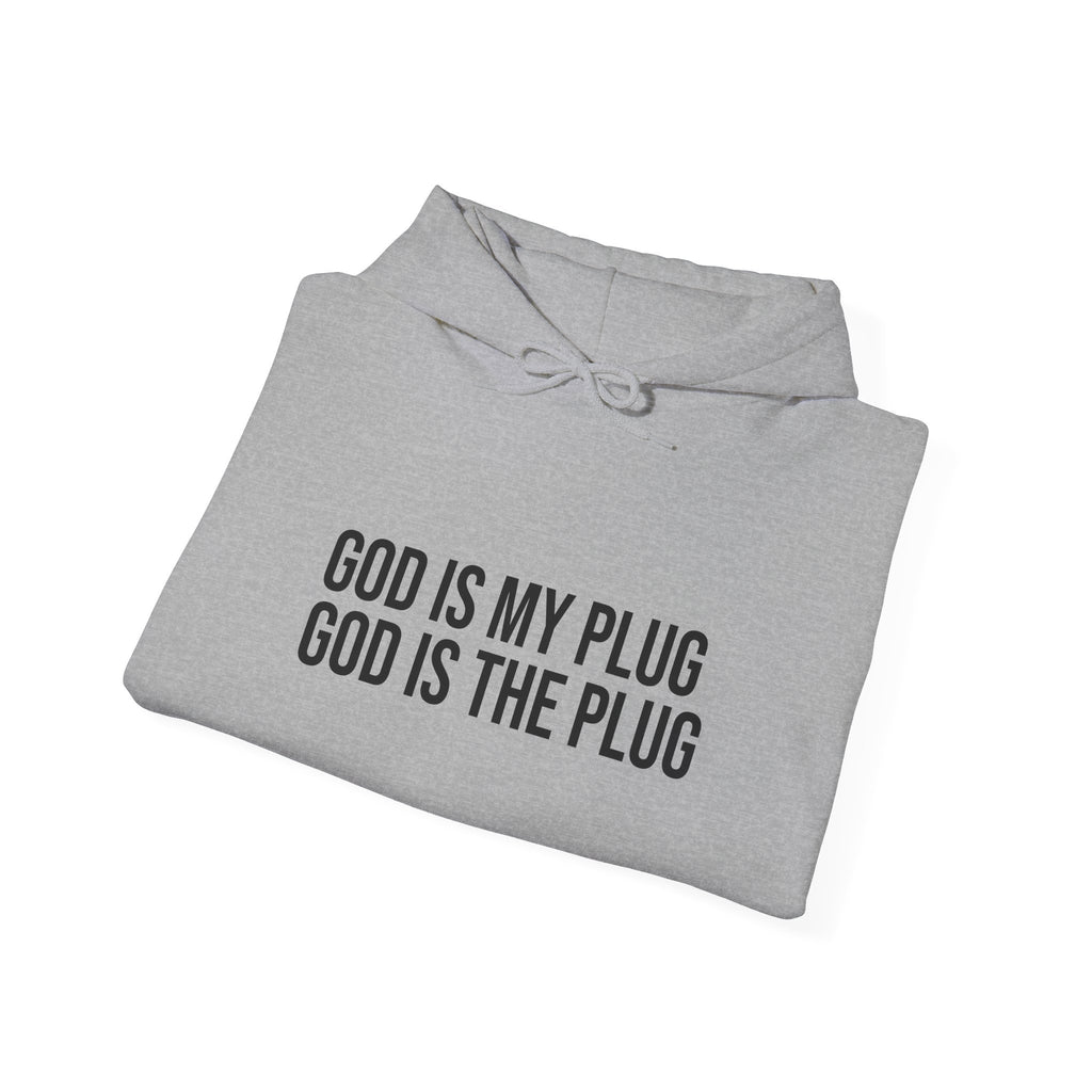 God Is My Plug Hoodie — Faith-Based Minimalist Pullover