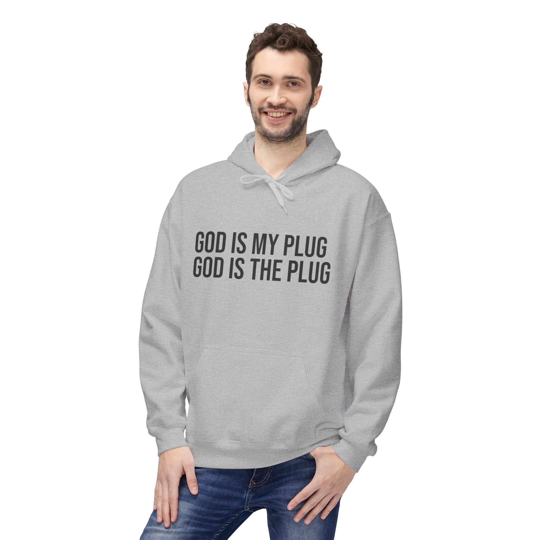 Minimalist "GOD IS MY PLUG GOD IS THE PLUG HOODIE Unisex White Comfort