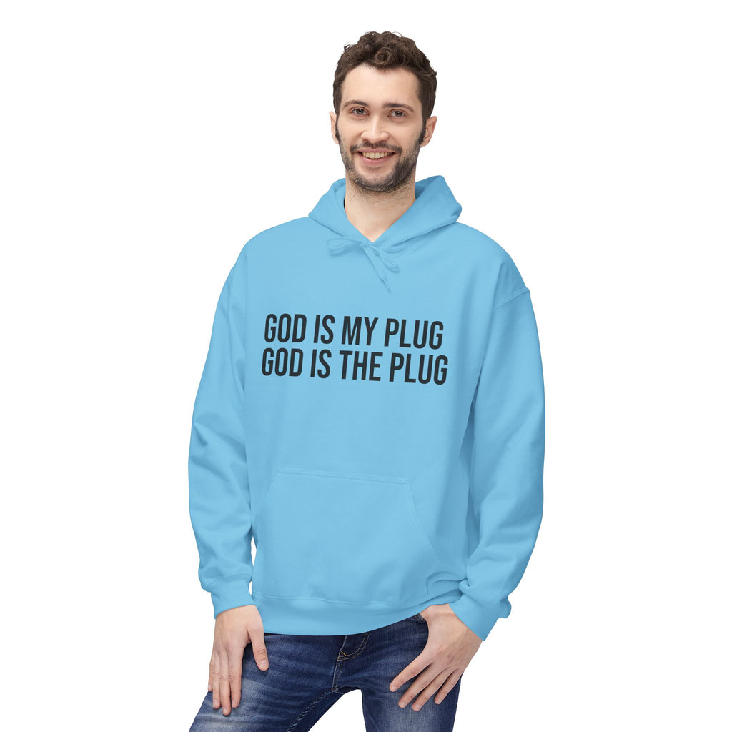 Minimalist "GOD IS MY PLUG GOD IS THE PLUG HOODIE Unisex White Comfort