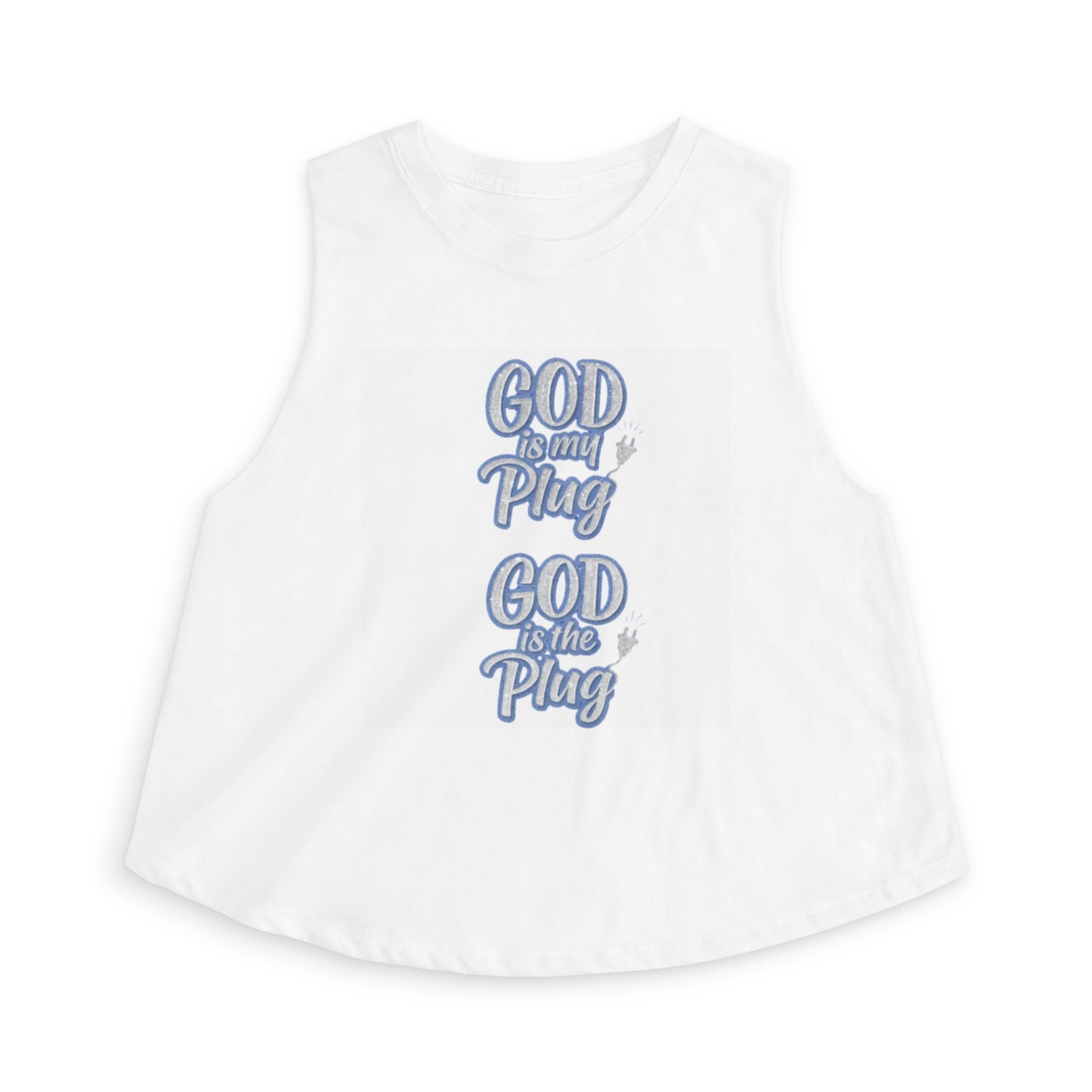 Women's Crop Top — "God is my Plug" Faith Graphic Tank