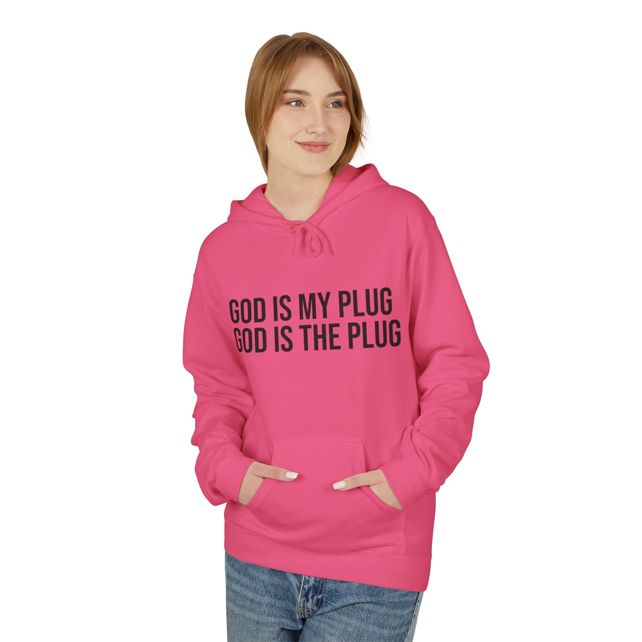 Minimalist "GOD IS MY PLUG GOD IS THE PLUG HOODIE Unisex White Comfort