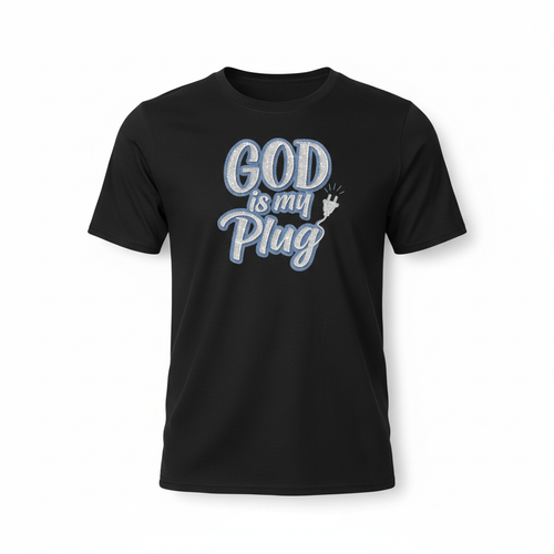 Black T-Shirt - God is my Plug